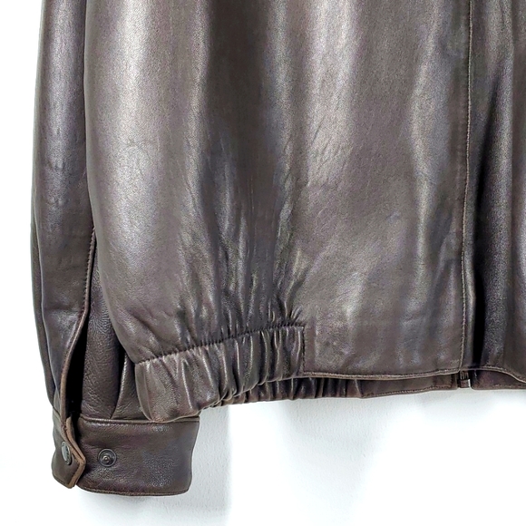 Brooks Brothers Brown Lambs Leather Bomber Jacket L XL EUC - Picture 6 of 15